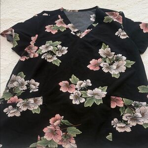 Floral Black Women's scrub top